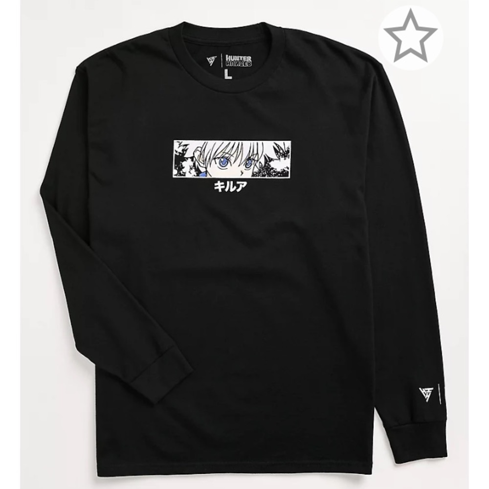 Hypland x Hunter x Hunter Killua Eye Black Long Sleeve T-Shirt Size S